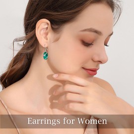 Blue Opal Earrings for Women Sterling Silver Dainty Drop Dangle Earrings Jewelry Birthday Anniversary Valentine Mothers Day Christmas Gifts for Wife Her Girlfriend Mom