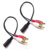 CERRXIAN 0.2m Gold 3.5mm Female Stereo Jack to 2 RCA Plug AUX Auxiliary Headphone Adapter Audio Y Cable(Black)(2-Pack)