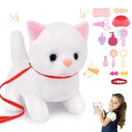 JIAJEGTGT Cat Plush,Walking Cat Plush Toys, Electronic Interactive Stuffed with Turtle Backpack,Cute Cat Stuffed Animals Gifts for Kids Boys Girls