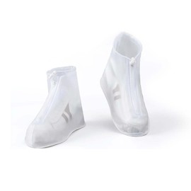 ASOMI Transparent Waterproof Shoe Covers with Zip, Waterproof Shoe Cover with Non-Slip Sole, Overshoes Waterproof, Waterproof Shoe Protection Covers (L)