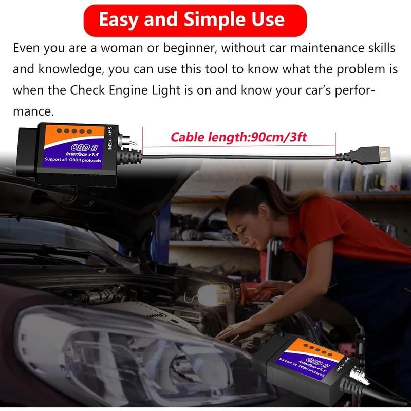 ELM327 OBD2 to USB ELM327 OBD2 Adapter Code Reader Scanner