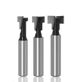 KEWAYO Milling Cutter Shaft, 3-Piece Cutter Set, T-Slot & T-Track Slotting, Milling Tool Set, 6.35 m Shank Cutter Router, Router Cutter, T Groove Milling Cutter Router Bit Set