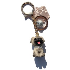 JINZHOUFZ Guibing dog, Bichon, golden retriever, dog couple key chain bag pendant (Pug, Bichon)