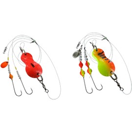 blntackle76 Jenzi Flatfish Spoons Assembled 80 g Orange Glitter & 100 g Green / Red / Tiger Glitter + Free Petri Heil! Sticker Set of 2