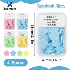 Zssxysm 4 Boxes Paper Soap, Portable Soap Sheets, Disposable Paper, Mini Soap Sheets, Children's Soap for Travel, Camping, Outdoor, Lightly Scented Soap Flakes, 120 Tablets per Box
