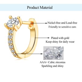 Gold Hoop Earrings for Women, Gold Small Huggie Hoop Earrings, Hypoallergenic Cubic Zirconia Hoops Earring Jewellery Gifts for Women Girls Birthday Christmas