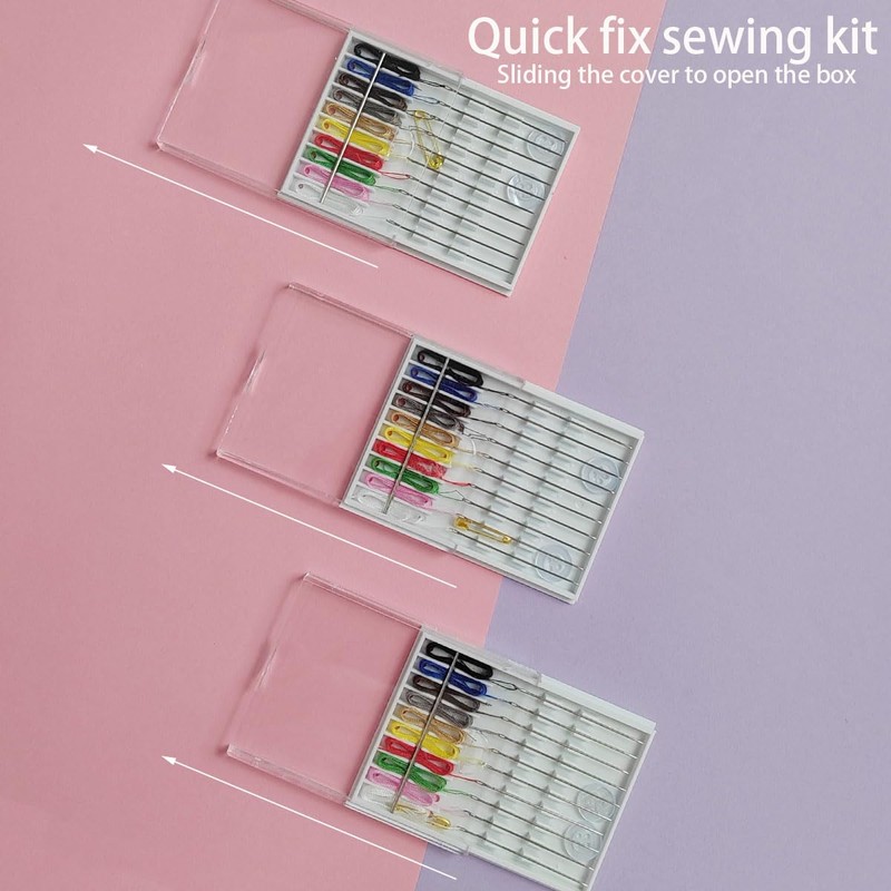 10 Boxes Quick Fix Sewing Kit, Easy Pre Threaded Needle