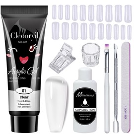 Poly Gel Nail Kit - Transparent Gel Extension Nail Kit - Clear Builder Gel Nail Set - 15ml Polygel Nail Kit with Slip Solution All In One Builder Gel for Nails Starter Kit DIY Manicure Salon at Home