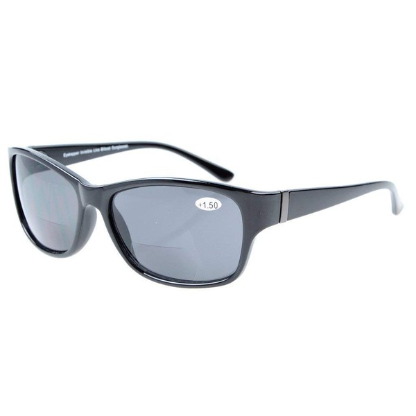 Eyekepper Gafas de lectura bifocales de moda para exteriores, marco negro/lente gris +3.50