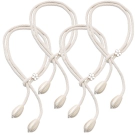4 Curtain Tiebacks Cotton Beige - Hand-Woven Boho Curtain Ties (No Drilling, 48 cm Length)