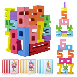 OMJMYY 20 Stück Zahlenbausteine,Number Blocks,Holz Zahlenblock Spielzeug für Montessori Spielzeug ab 3 Jahre,Pädagogisches Lernspielzeug Geschenke für Mädchen Jungen Kinder