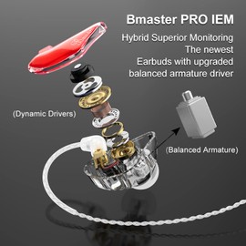 BASN - Monitores intrauditivos, auriculares IEM estéreo de triple driver con aislamiento de ruido con graves mejorados para bateristas, músicos (PRO rojo/azul)