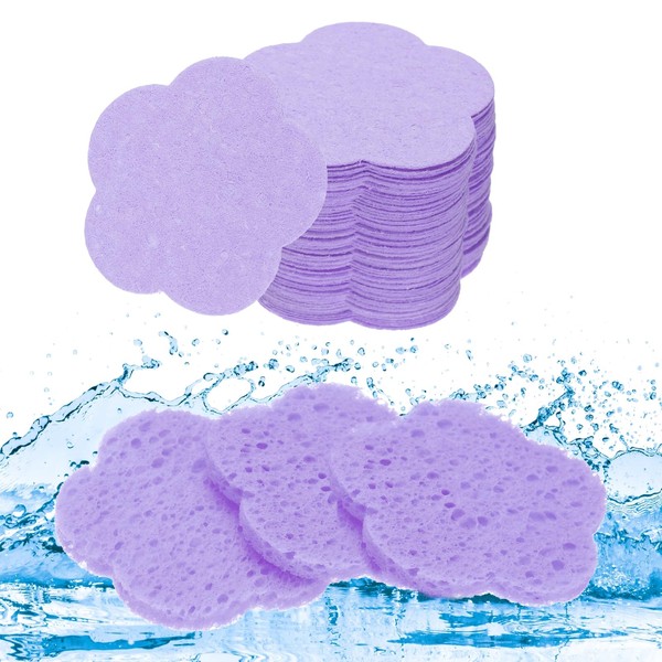 uxcell 60 Count Compressed Facial Sponges Flower Face Cleansing Sponges