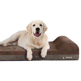 WEVEGO Medium Dog Bed, Orthopedic Dog Bed with Pillow Thick Gel Memory Foam, Removable Cover & Waterproof Liner, Durable Flannel Fabric Large Dog Bed
