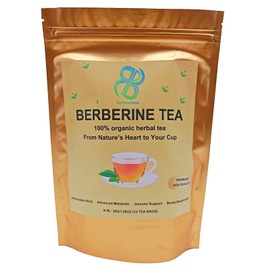 Behestora Berberine Tea is a caffeine-free - Herbal Detox Tea crafted with a blend berberine - cinnamon - turmeric - ginger - red rooibos - 15 Bags