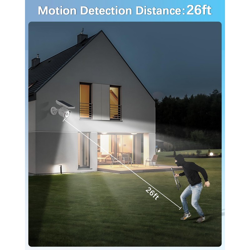 WEILAILIFE Solar Motion Sensor Light Outdoor Wireless Security Floodlight Fake