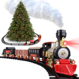 Jumbo 20-Piece Christmas Train Set with Realistic Sound Effects, Working Headlights, Easy to Assemble, Perfect for Festive Decor and Play