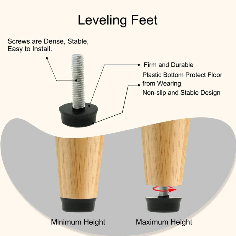 sourcing map Furniture Gliders 4 Pieces Levelling Feet M6 x
