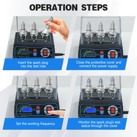 Car Spark Plug Tester with Triple Holes, Ignition Coil Tester, Spark Tester 200-9000RPM LCD Display & Protective Cover, Adjustable Frequency Spark Plug Gap Tool for 12V Gasoline Vehicles