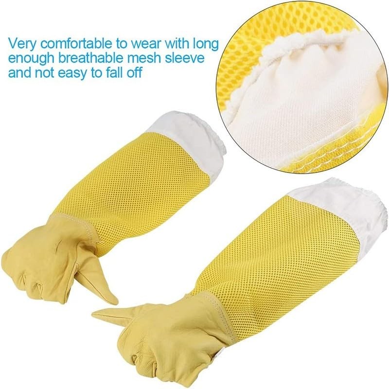 AIMALL 18.11 Inches Beekeeping Gloves Goatskin with Vented Beekeeper Keeping