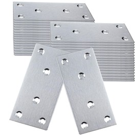 50 Pack Silver Mending Plate for Wood, 4inx2in Stainless Steel Flat Brackets, Heavy Duty Flat Straight Bracket for Wood, Furniture Fence Bookcase