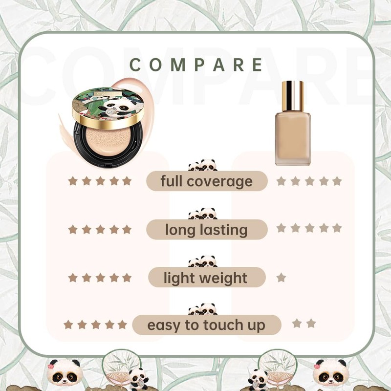 CATKIN Panda Land Air Cushion Foundation with Full Coverage, Breathable,
