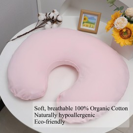 Onacosht 100% Organic Cotton Nursing Pillow Cover Soft Breathable Jersey Feeding Pillow Slipcover Fits Standard Infant Nursing Pillow for Baby Boy and Girl, Pink