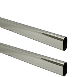 94" Satin Nickel Oval Closet Rod | Heavy Duty Wardrobe Clothes Pole | 2 Pack