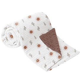 Bearmoss Baby Blanket, Cotton Baby Blankets, Newborns, Soft Crawling Blanket for Children, Muslin Sleeping Blankets for Toddlers, Girls, Boys, 70 x 100 cm (Palm Sun)