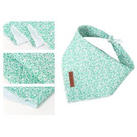 Unique style paws Summer Dog Scarf Triangle Neck Triangles for Boys Girls Green Dogs High Quality White Flower Durable Fabric Dog Bandanas for Small Medium Large Dogs and Cats S