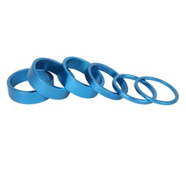 YANRUHFL Bike Headset Spacer, 6 Pack Aluminum Alloy, 1 1/8-Inch Stem, 2/3/5/10mm (Blue)