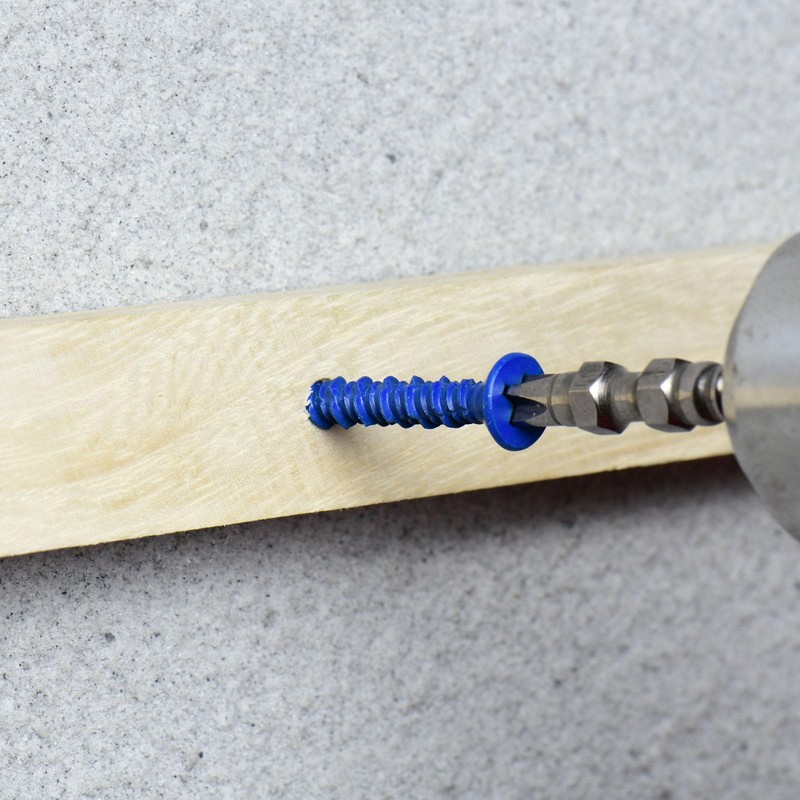 SANJODS 3/16" x 1-1/4" Concrete Screw Anchor, Blue Flat Head