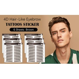 Aresvns Eyebrow Tattoo for Men!Realistic Fake Tattoo Eyebrows 66 Pairs Brown,Popular 4D Imitation Eyebrows Transfer Stickers,Suitable Sizes Christmas Gift