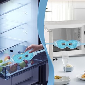 Zequech Blaue Gesichtsmaske mit doppeltem Verwendungszweck, wiederverwendbare Maske für Schwellungen, Augenringe, Kopfschmerzen, Augenadstringenz, Müdigkeit, Atmungsaktivität und Komfort.