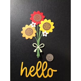 HANDMADE Paper Die Cut Scrapbooks  / Card Embellishment 2 Piece Hello Boutique