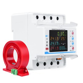4P 3 Phase 100A WiFi Smart Energy Power Meter with Time Control,Three-Phase Unbalance Over Under Voltage Protector/Transformer