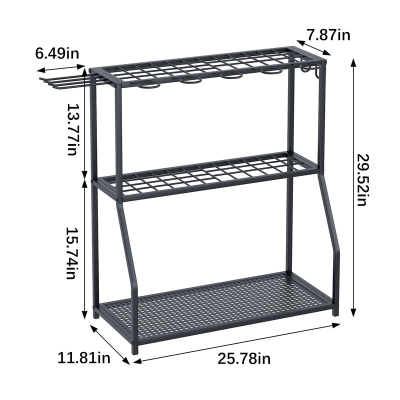Azheruol Organizer Yard Tool Storage Rack,Garden Organizer,Steel Yard Tool Racks