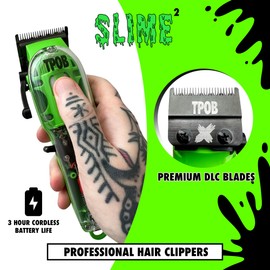 TPOB Slime 2 Barber Hair Clippers for Men 6800 RPM with Matte Green Case and X Fade Blade