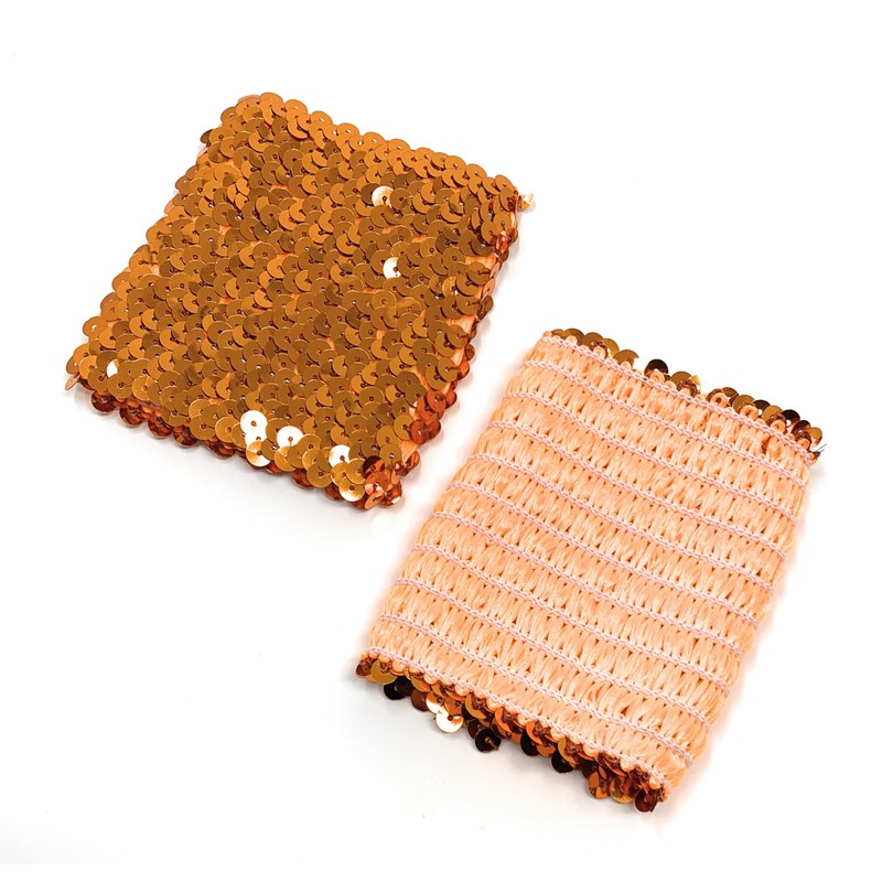 Orange Pair Of Womens Sequin Polyester Fancy Dress Wristbands 16