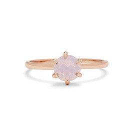 Pura Vida Rose Gold-Plated Iridescent Stone Stackable Ring - Brass Base, Stylish Design - Size 7