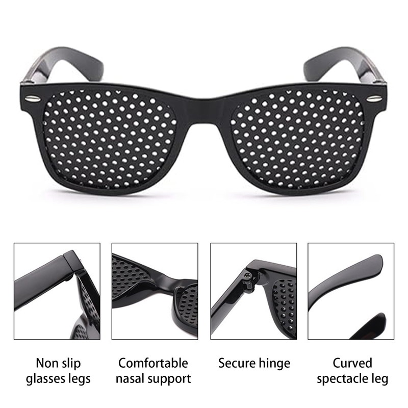 MisFun Pack of 2 Black Grid Glasses, Pinhole Glasses, Pinhole