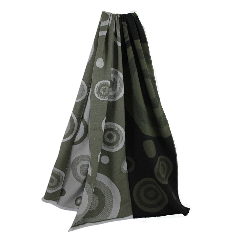 Rotfuchs® Woven Scarf Two-Tone & Graphic Look Green Black Fashionable