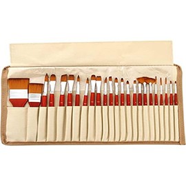 Mibee 24 Piezas de Pinceles de Pintura acrílica, Juego de Pinceles de Nailon para Artistas del Cabello, Pinceles de Pintura Profesionales con Bolsa de Lona para Acuarela