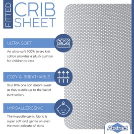 Fitted Crib Sheets for Portable Crib - Super Soft, 100% Jersey Cotton - 24" x 38" - for Boys and Girls, Fits Mini Mattresses and Toddler Beds - Covered Elastic Hem - Grey Polka Dot - by