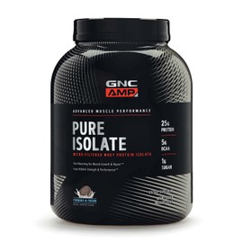 GNC AMP Pure Isolate | Fuels Athletic Strength, Performance and Muscle Growth | Fast Absorbing | 25g Whey Protein Iso with 5g BCAA | Cookies & Cream | 70 Servings