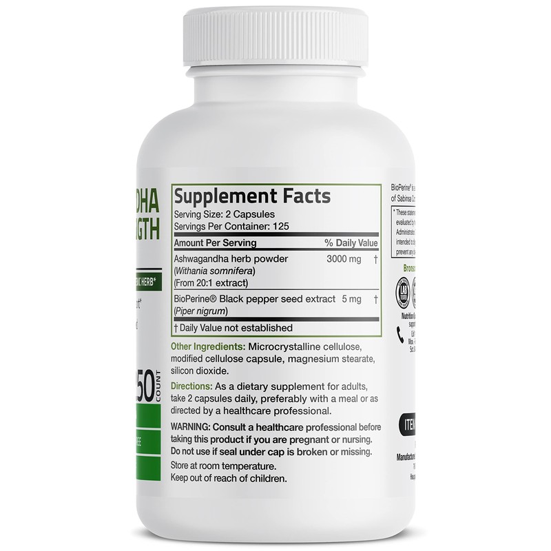 Bronson Ashwagandha Extra Strength 3000 mg Stress & Mood Support