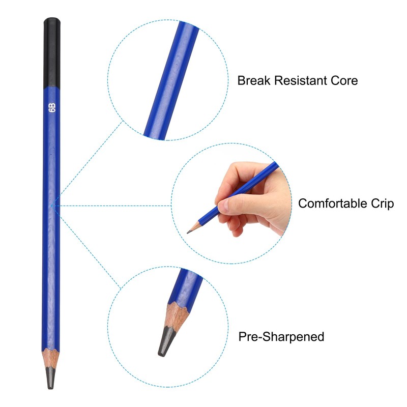 PATIKIL 6B Drawing Pencils for Sketching, 6PCS Sketch Pencils for