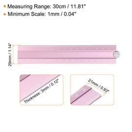 HARFINGTON 2pcs Folding Straight Ruler 30cm Metric Aluminum Alloy Protractor Foldable Angle Ruler Geometric Measure Tool with Angle Line for Architect Artist Office, Pink/Sky Blue