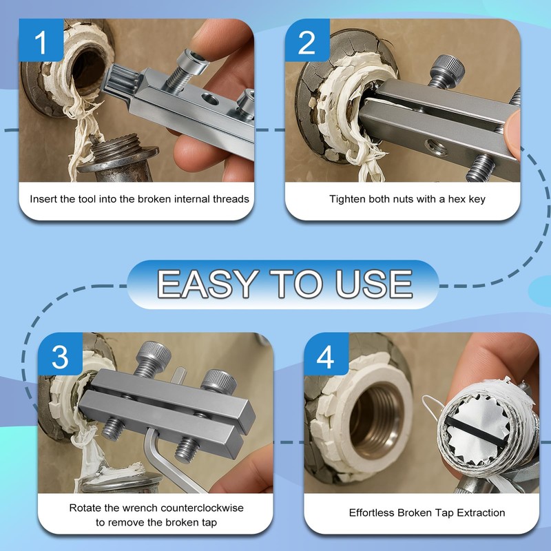 Broken Valve Thread Extractor, Broken Pipe Extractor Tool, Multifunctional Easy