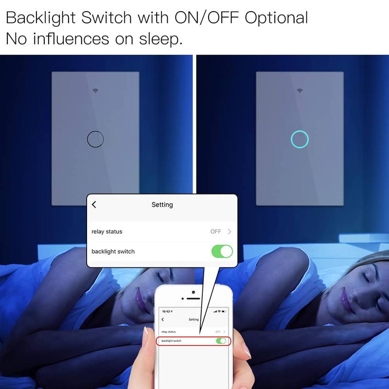 MOES Touch Wall Single Live Wire Smart Switch，No Neutral Wire